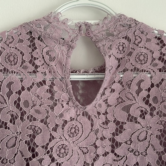 Lavender Lace Long Sleeve Peplum Top w/ Interior Tank Top - Picture 8 of 9